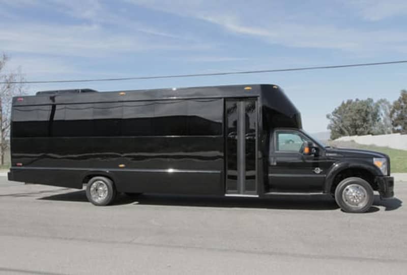 Party Bus — 15–20 Passenger — black 20 passenger party bus with LED lighting